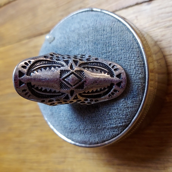 Vintage Large Long Silver Statement Ring - Picture 2 of 11